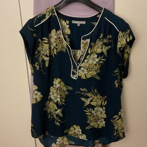 Danielrainn Dark Blue Floral Blouse
